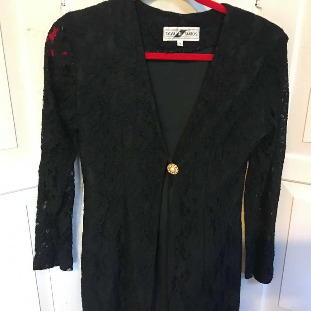 Vintage Sylvia Santos Black Lace Jacket - Picture 2 of 8